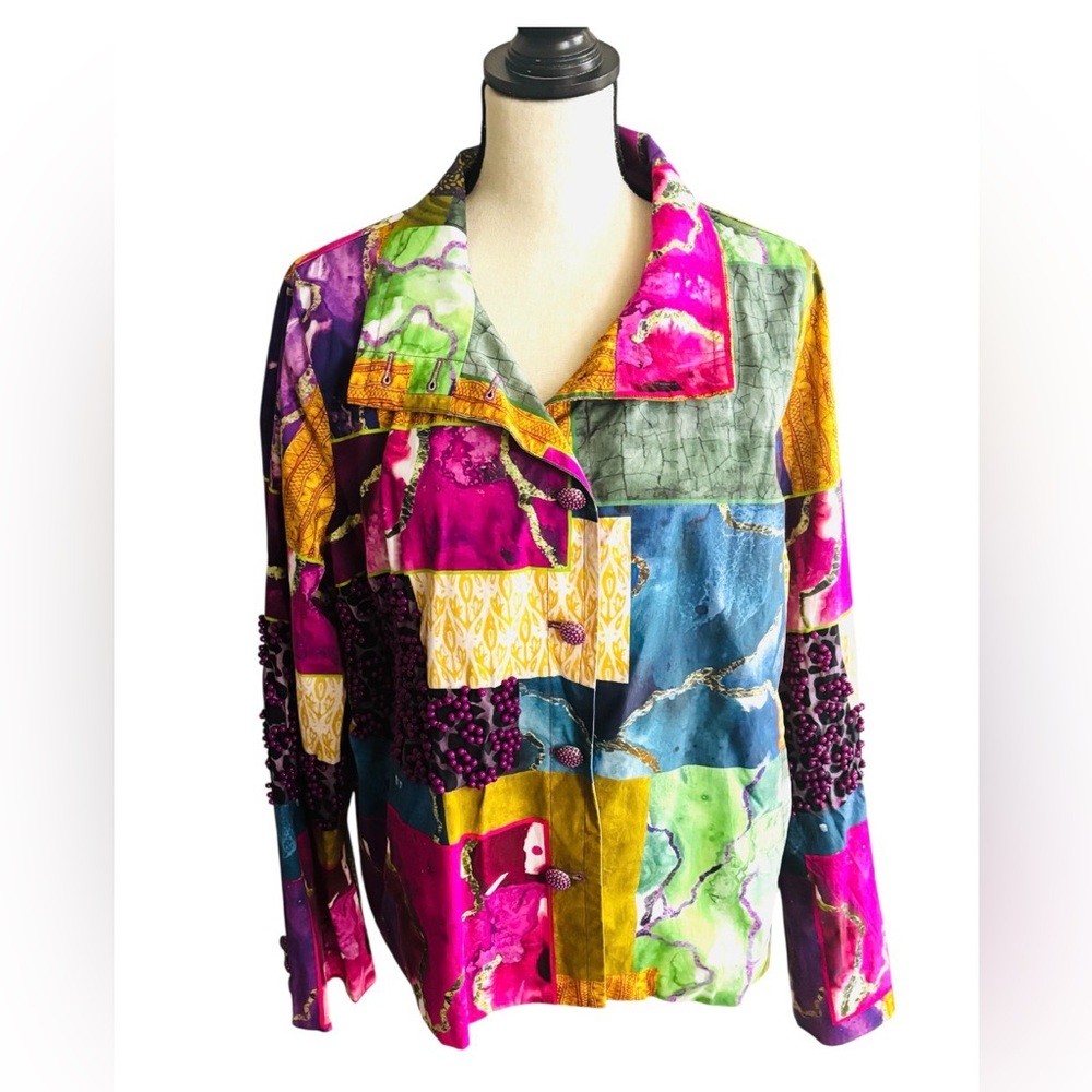 Sassy Jones Nina Safari Patchwork Beaded Blazer - Picture 4 of 5